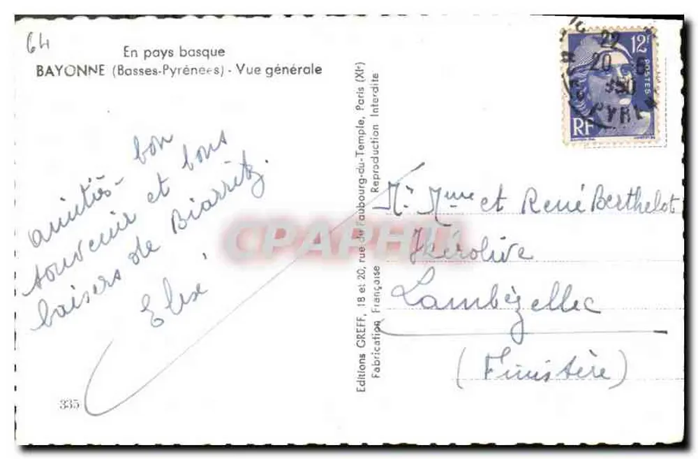 Bayonne (Basses-Pyrénées) — Vista geral — Edições CREFF - Verso