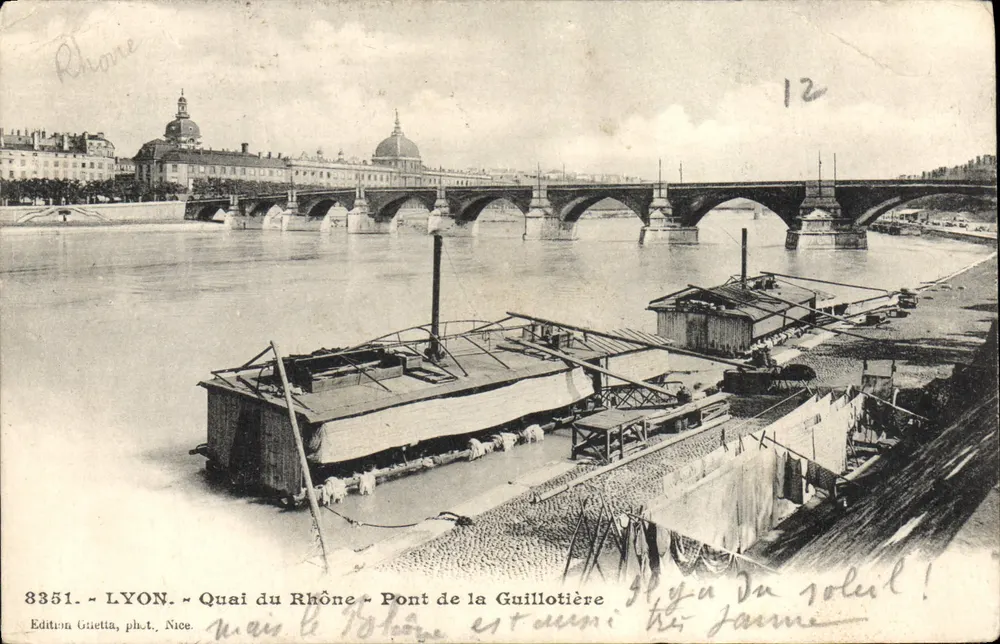 Rhône-Ufer - Guillotière-Brücke — Lyon — Edition Giuetta, ph.t. Nice, n° 8351 - Vorderseite