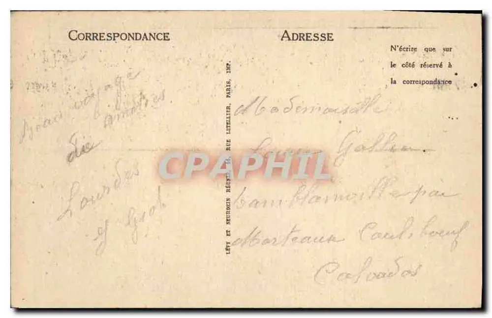 Lourdes. A Gruta e a Basílica — Editor: Lévy e Neudien, n° 2662 - Verso
