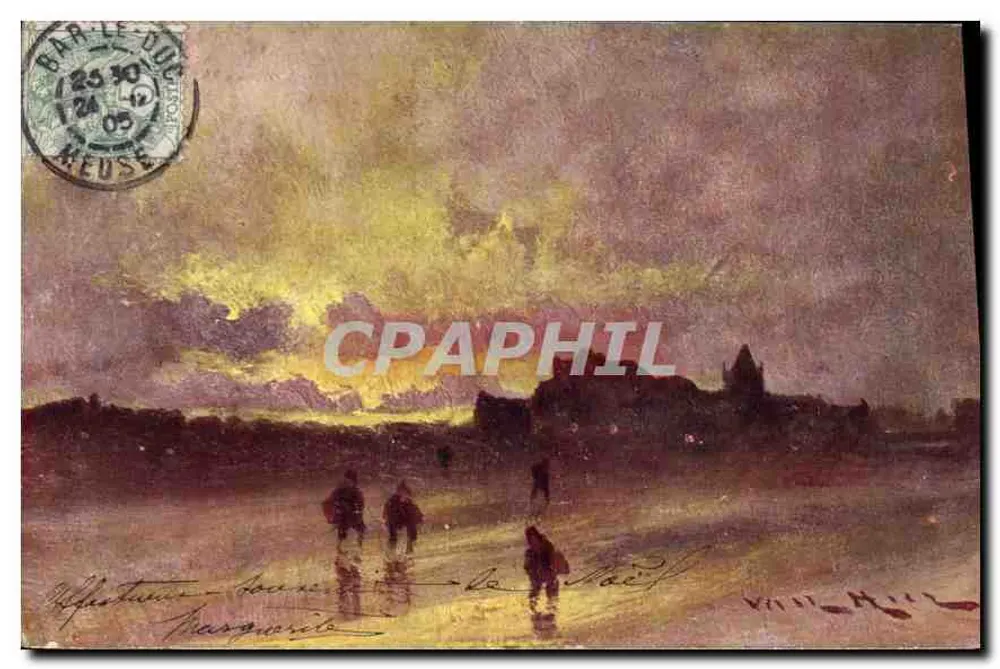 Pôr do sol sobre um paisagem — Bar-le-Duc — editor desconhecido, número de série não visível - Frente