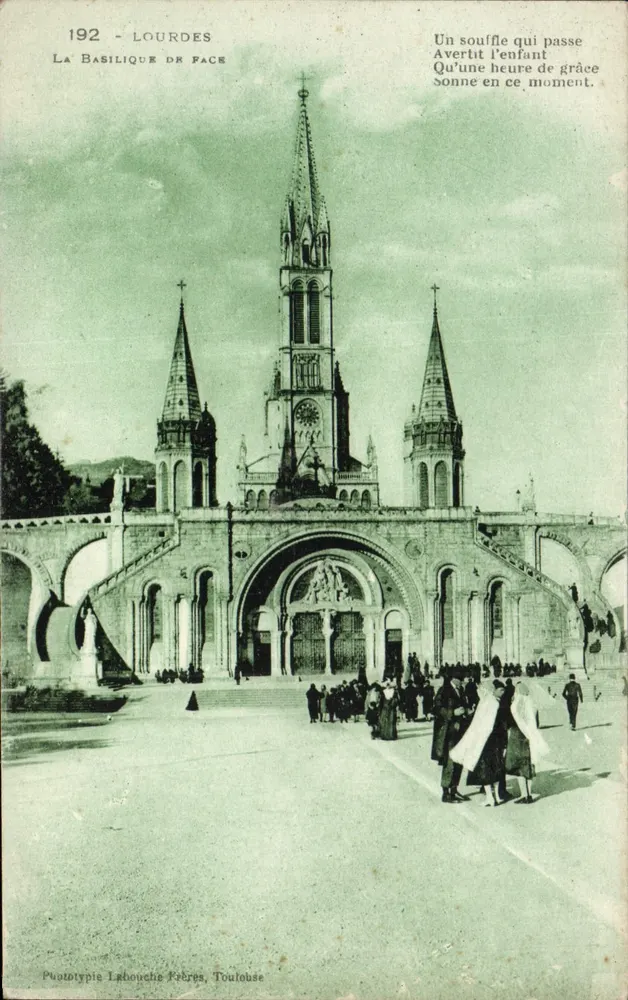 Lourdes — Die Basilika des Gesichts — Prototypie Lhouches Frères, Toulouse - Vorderseite