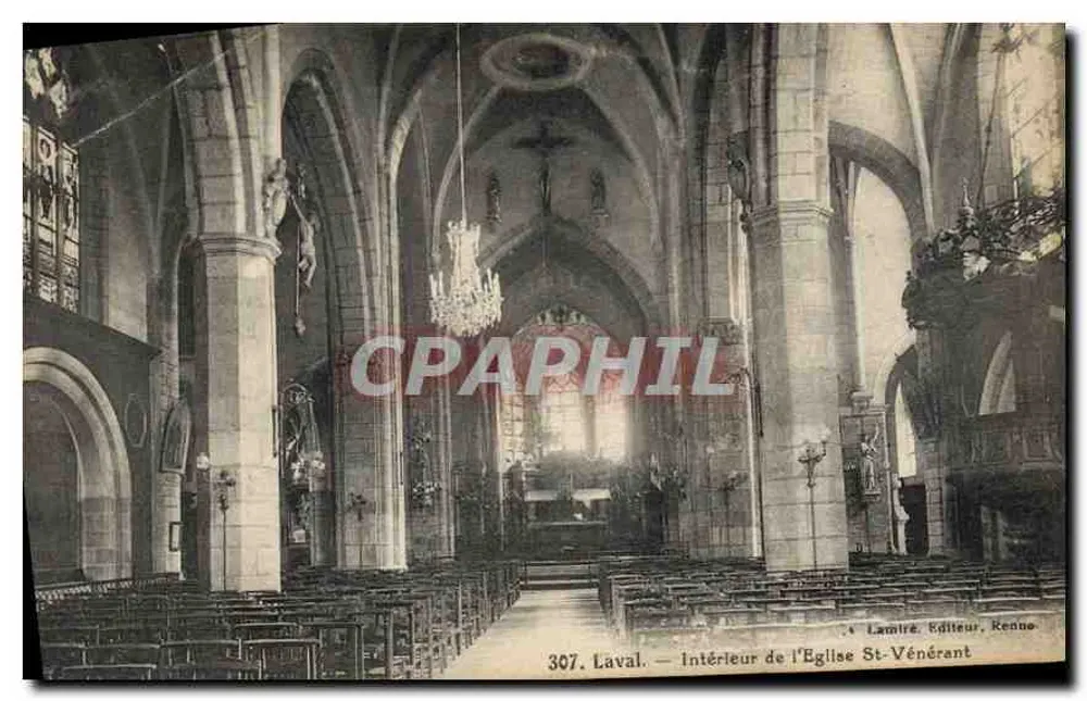 Laval — Binnenkant van de Kerk van Sint Venerand — Uitgever Lamiré, Rennes - Voorkant