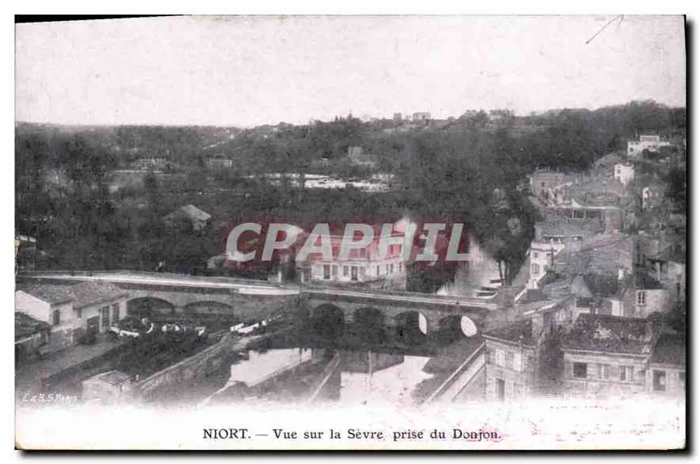 Niort — Ansicht der Sèvre vom Donjon — Antike Ansichtskarte B.S. Han - Vorderseite