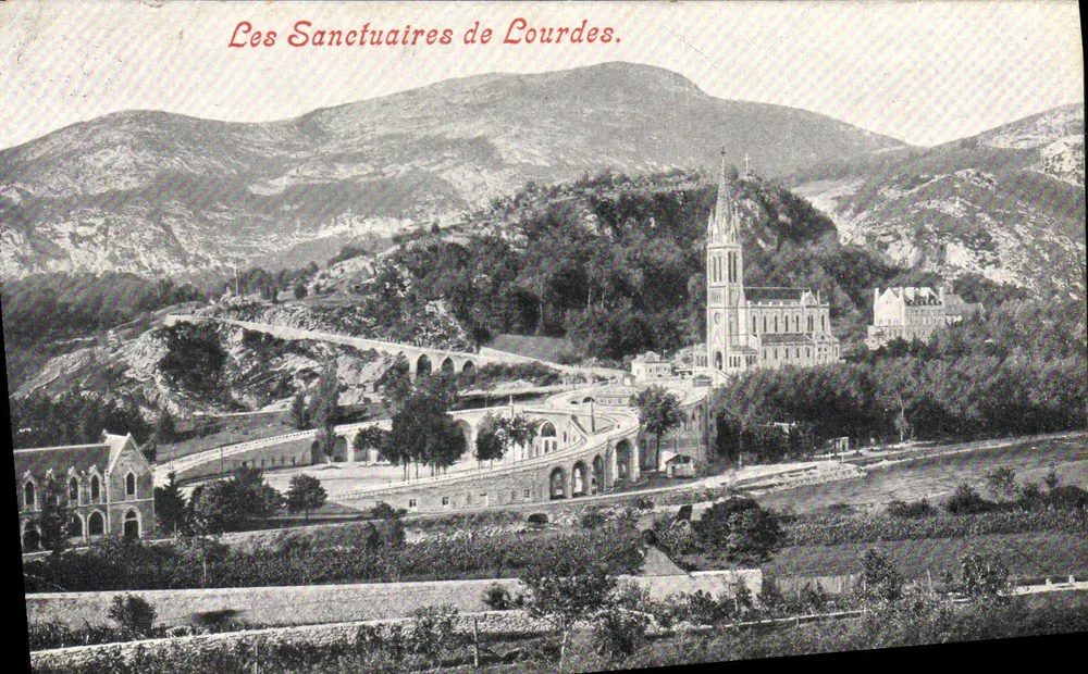 Os Santuários de Lourdes — vista panorâmica — Edição da Aliança Católica, Lourdes (P.P.) - Frente
