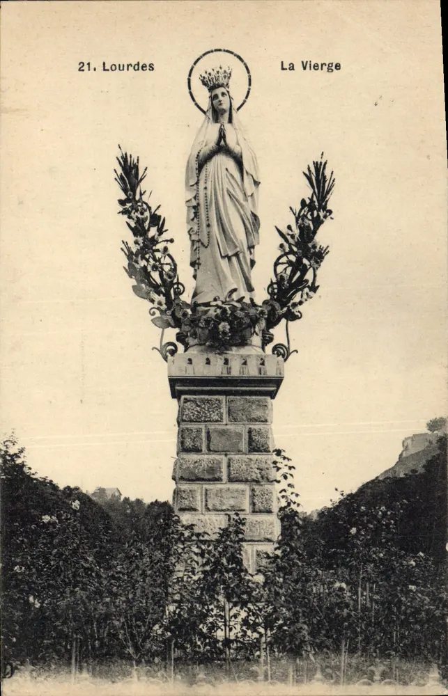 Lourdes — Estátua da Virgem — Editor não identificado, n° 21 - Frente