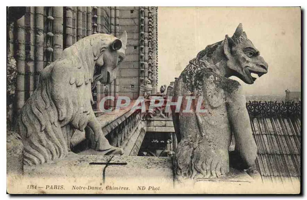 Notre-Dame, Chimères — Paris — ND Phol. n° 1784 - Frente