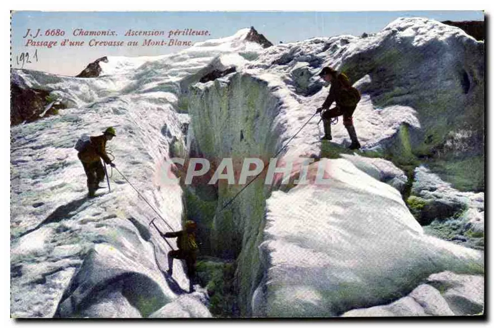 Gefährliche Besteigung — Überschreitung einer Schneefallgrube am Mont-Blanc — J.J. 6680 - Vorderseite