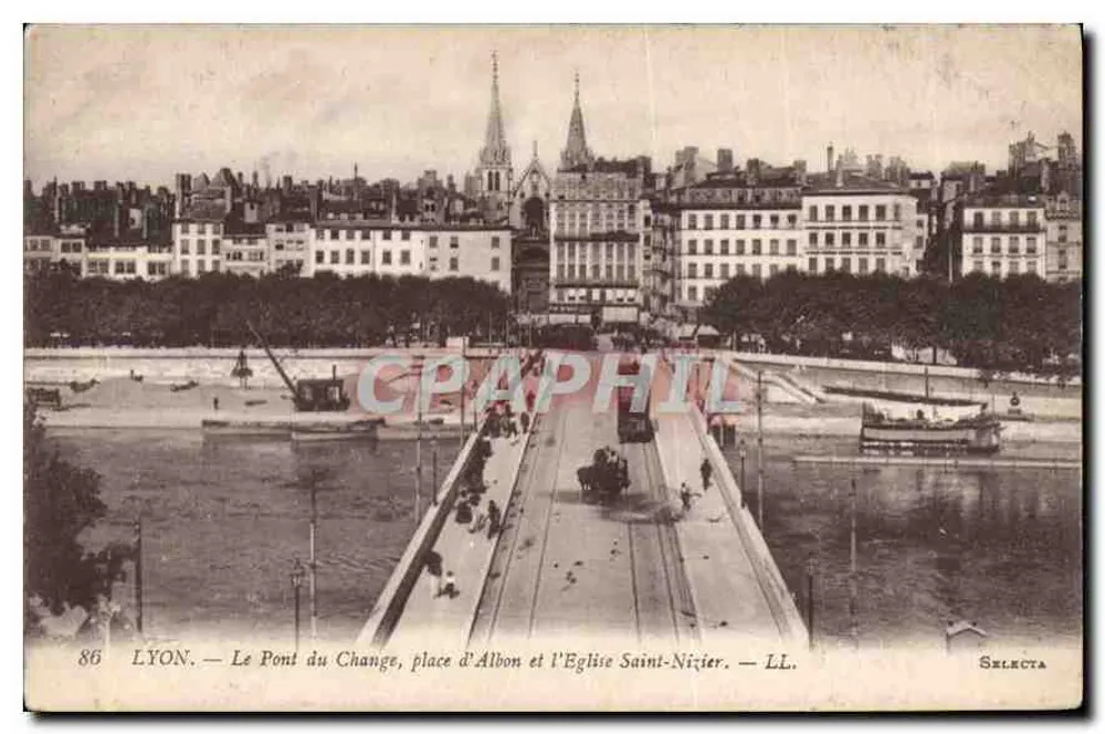 LYON — Die Brücke des Wechsels, Place d'Albon und die Kirche Saint-Nizier — Sklecta, n°86 - Vorderseite