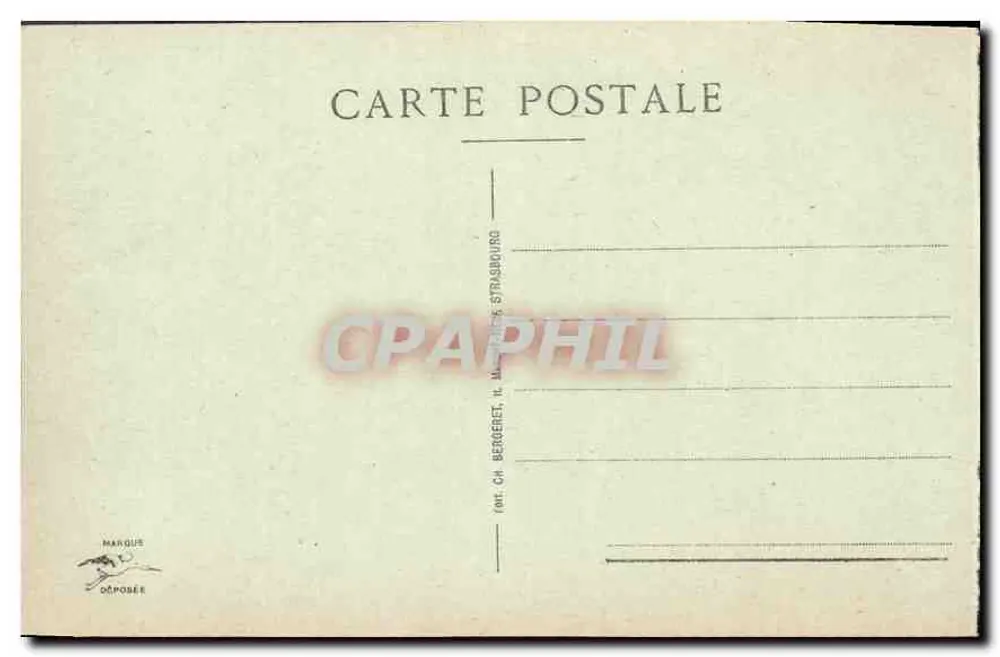 Strasburg — Plac Broglie — widok panoramiczny z kioskami i apteką — wydawca Ch. Bergeret, n° 313 - Rewers