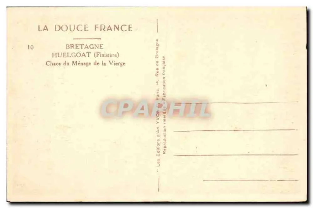 Chaos des Ménage de la Vierge — Huelgoat (Finistère) — Éditions d'An Yvor - Rückseite
