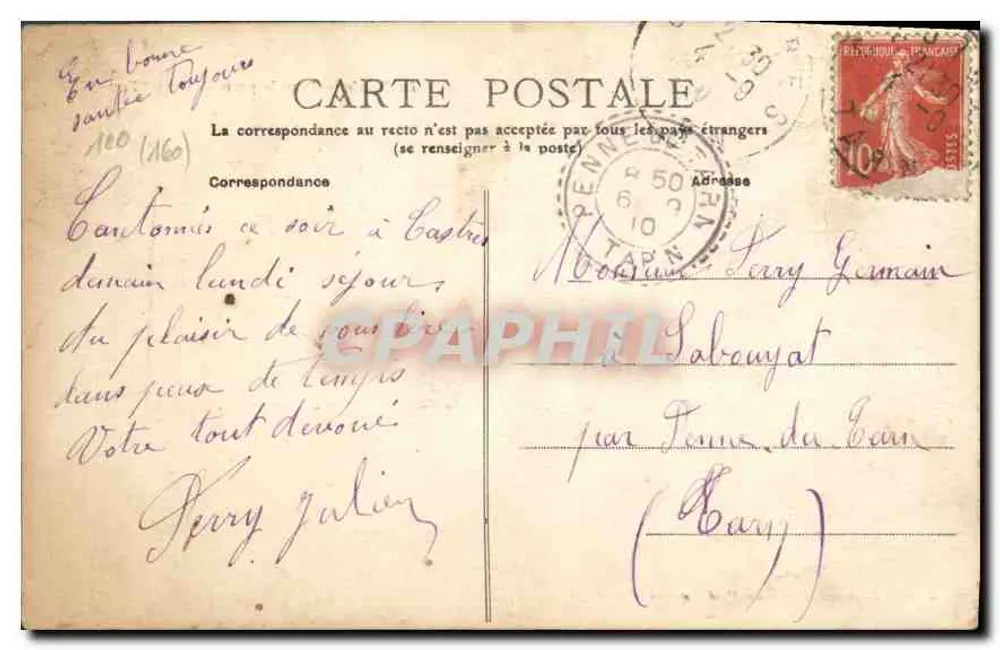 Artilharia — Para o primeiro Tiro: Fogo — Editor Raynaud, Bazar du Bail, Castres (Tarn) - Verso