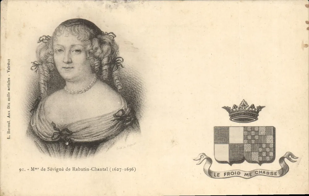 Madame de Sévigné de Rabutin-Chantal (1627-1696) — gravuriertes Portrait — L. Levoul, Vairés - Vorderseite