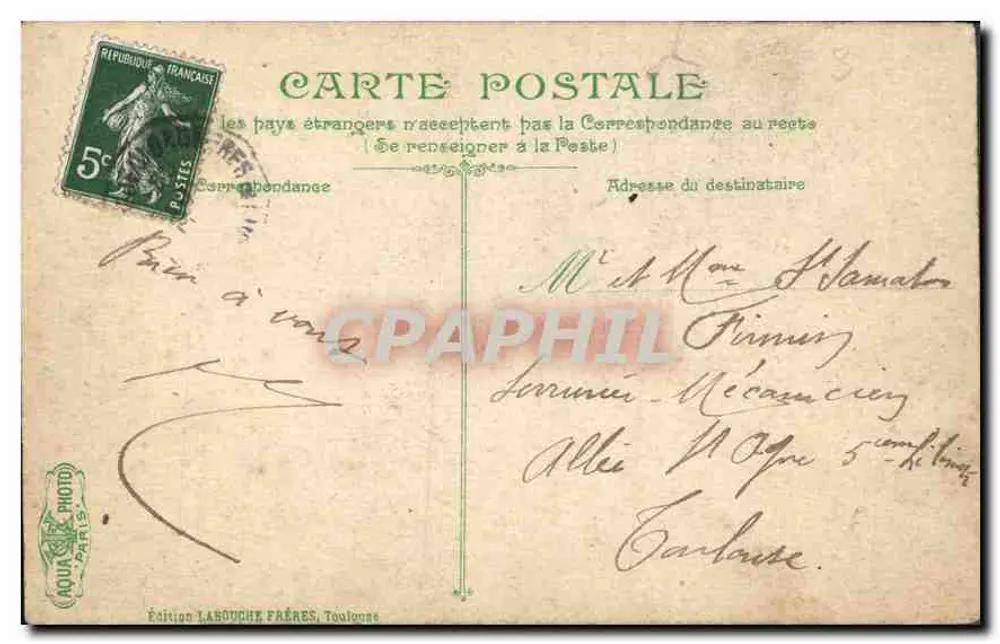 Floresta densa — visão de contraluz — Edição Lasouche Frères, Toulouse - Verso