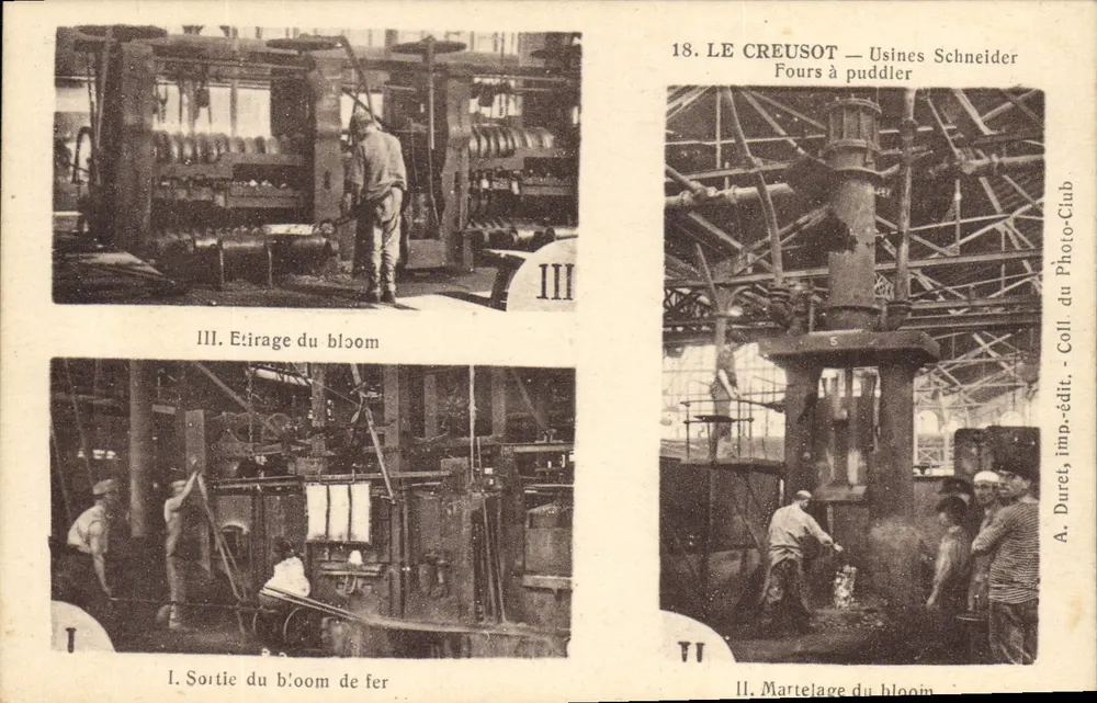Le Creusot — Schneider-Werke — Schmelzöfen und Stahlwalzen - Vorderseite