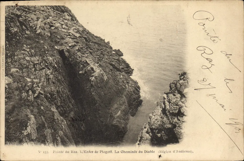 Pointe du Raz. Der Inferno von Plogoff. Der Teufelschornstein — Sammlung VILLALUZ, Quimper, Nr. 155 - Vorderseite