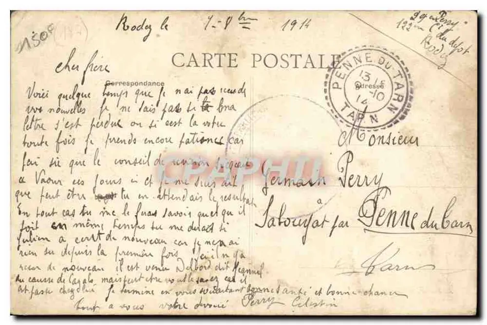 Rodez — Boulevard de la République — A. Demar, rue Neuve, Rodez, n°22 - Verso