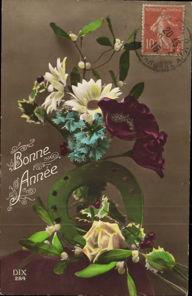 Arranjo de flores e houppelande — DIX 284 — Editor DIX - Frente