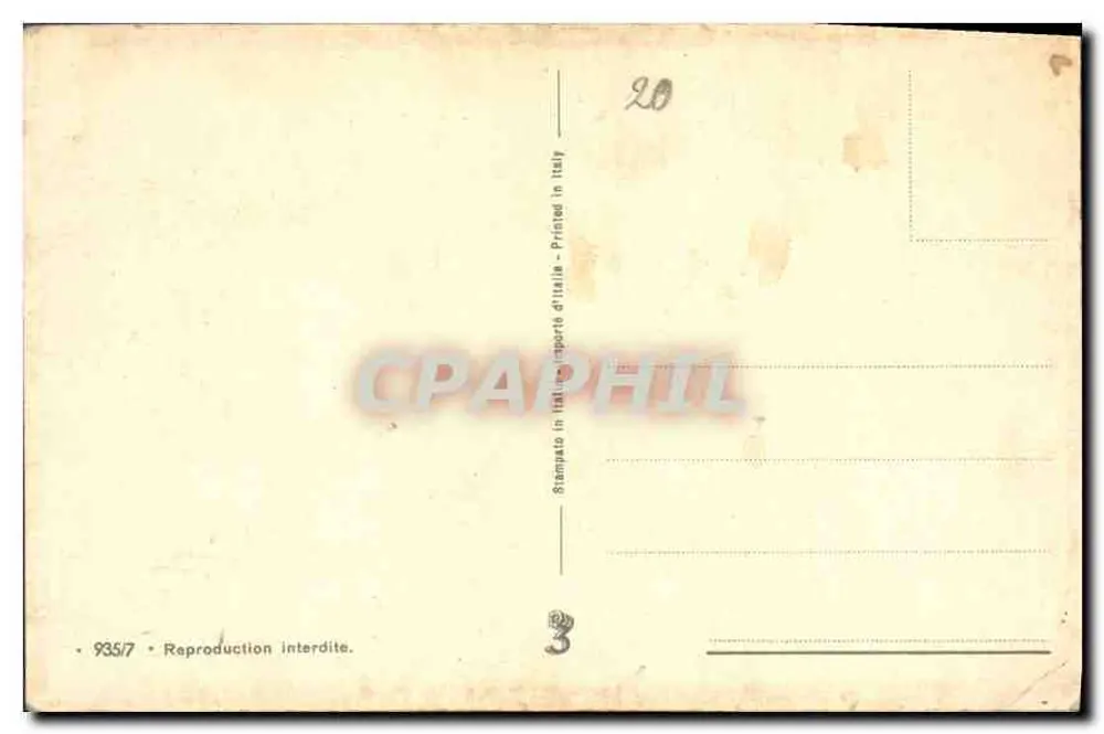Couple en tenue de ski — scène de studio — éditeur non visible, n° de série 935/7 - Verso