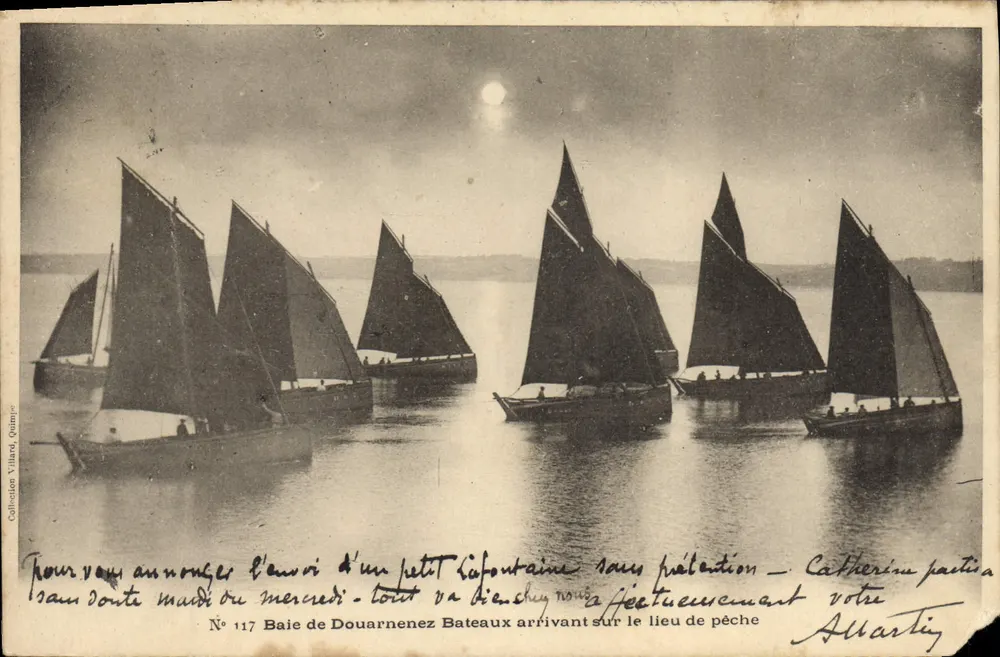 Bucht von Douarnenez — Boote, die am Fischereigelände ankommen — Villard, Nr. 117 - Vorderseite