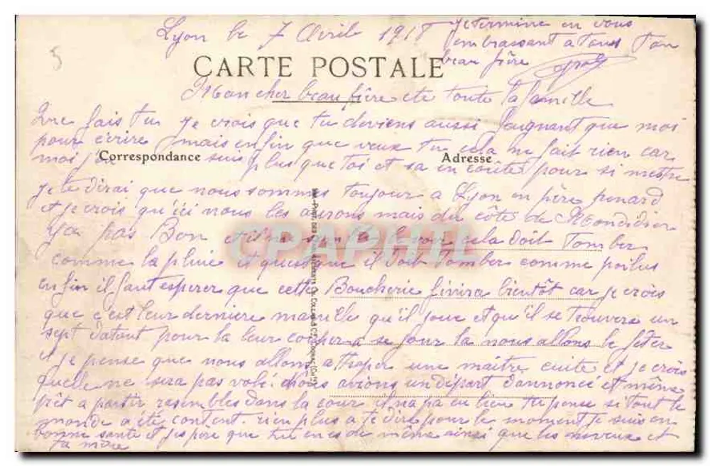 Lyon — Place Carnot, Monument da República — Garrier, edição depositada - Verso