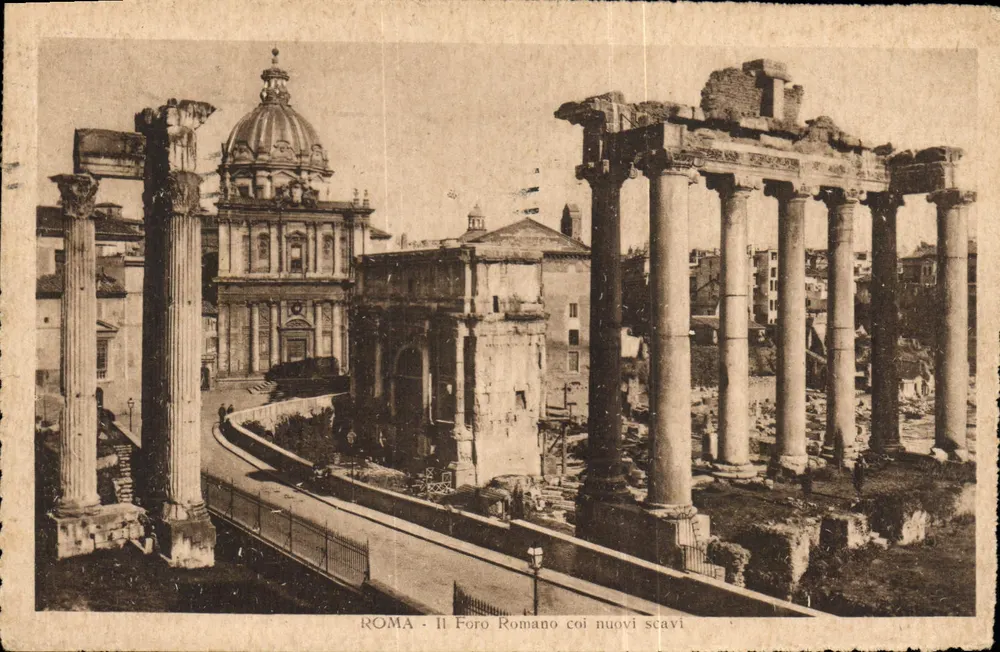 Roma - O Fórum Romano com as novas escavações — editor não visível - Frente