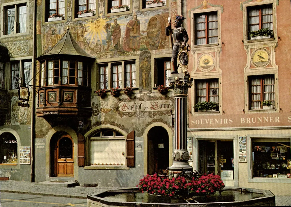 Stein am Rhein — Bemalte Häuser am Rathausplatz — Verlag Beringer, 8027 Zürich - Vorderseite