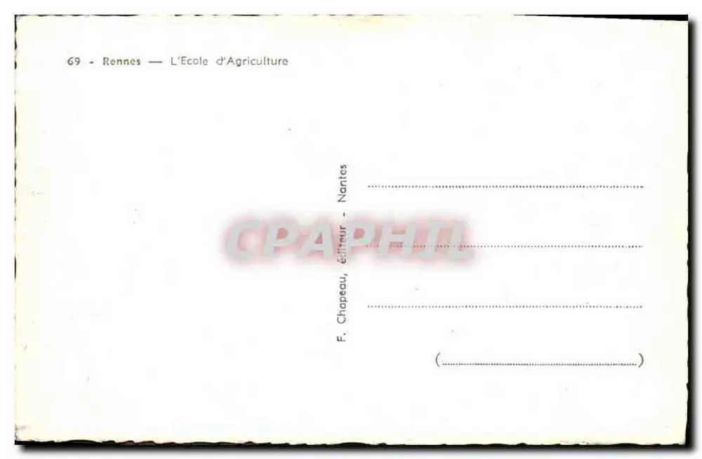 Rennes — A Escola de Agricultura — F. Chapeau, editor, Nantes - Verso