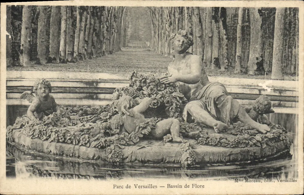 Parque de Versailles — Bassin de Flore — Mme Moreau, édit., Versailles - Frente