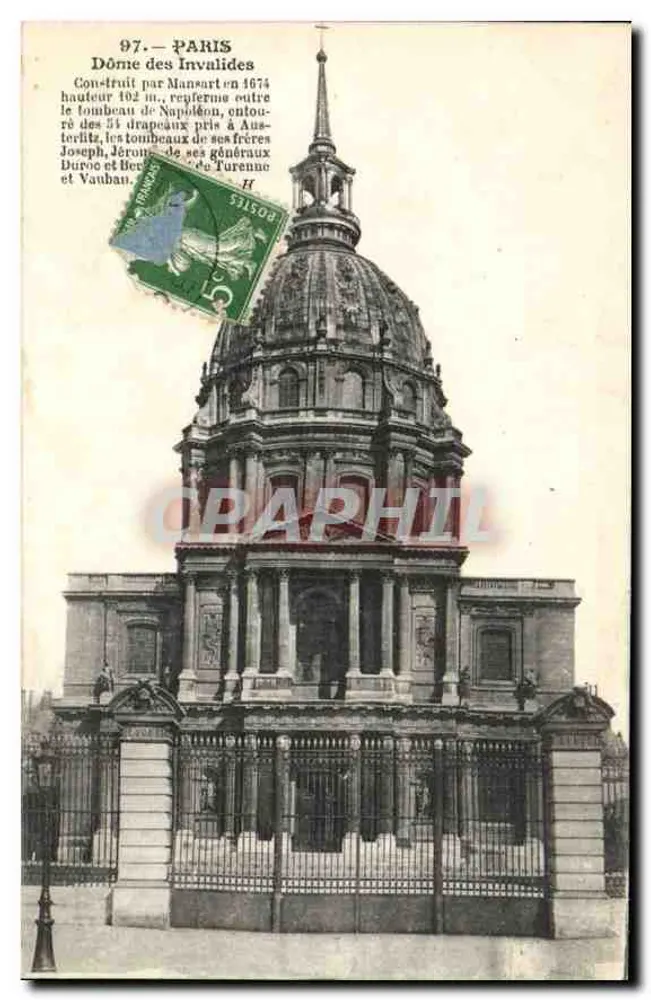 Paris — Dôme dos Inválidos — editor H. n°97 - Frente