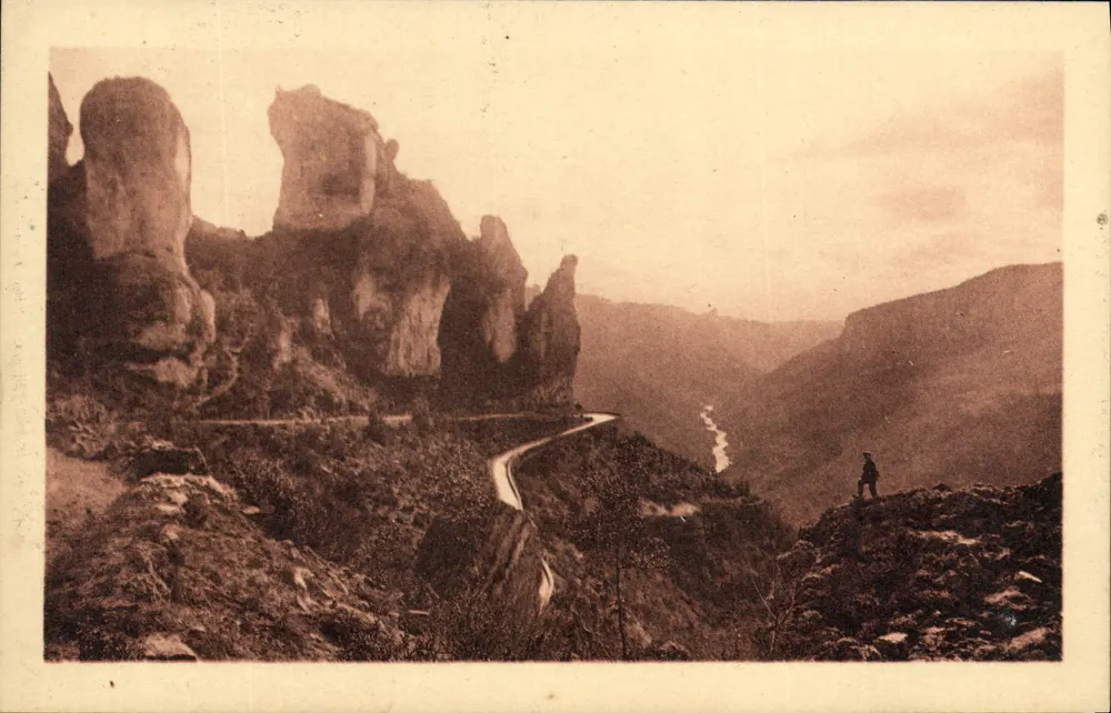 Gorges du Tarn — 723. DIE REBEN — Der Tarn von der Causse Straße aus gesehen - Vorderseite
