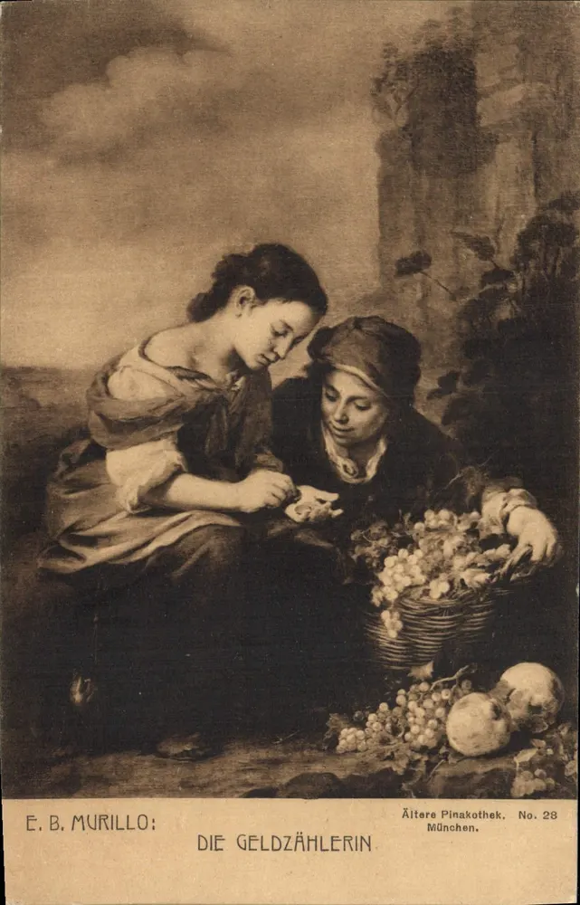 E. B. Murillo: Die Geldzählerin — Ältere Pinakothek, München, No. 28 - Frente