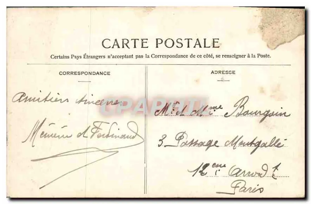 Versailles - A Avenida dos Marmousets — editor anônimo, n° de série 183 - Verso