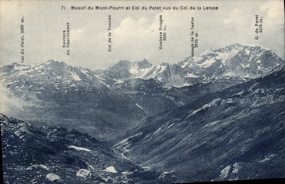 Massif du Mont-Pourri und Col du Palet von Col de la Leisse aus gesehen — Verlag Béroud, Saint-Nazaire, Nr. 71 - Vorderseite