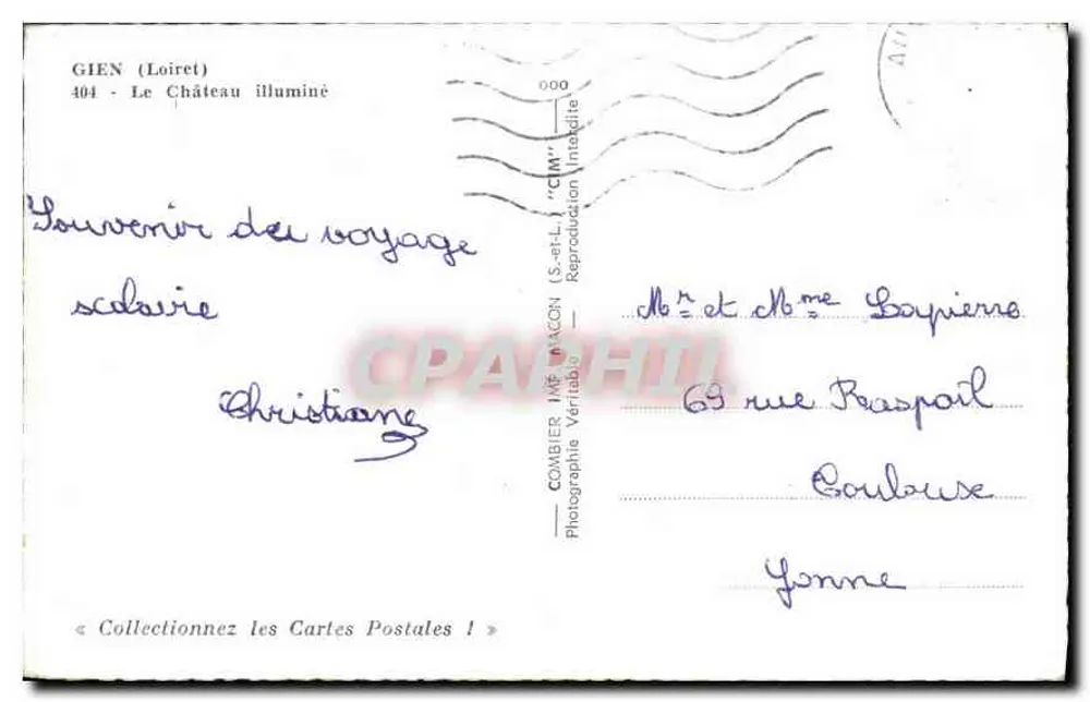 Gien (Loiret) — Das beleuchtete Schloss — Combier Imprimerie - Rückseite