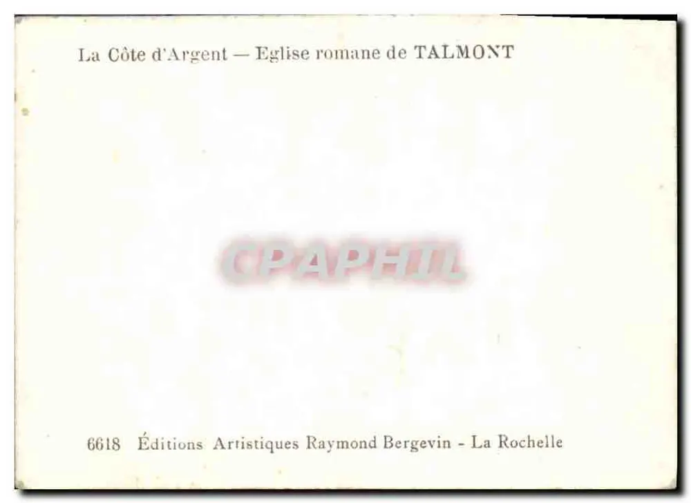 Rooms-katholieke kerk van Talmont — La Côte d'Argent — Artistieke Uitgaven Raymond Bergevin, La Rochelle - Achterkant