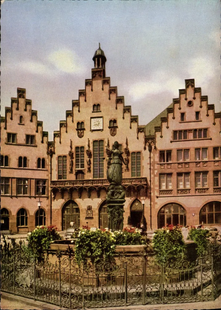 Frankfurt am Main — Römer-Rathaus und Justitia-Springbrunnen — Nagel Karte Nr. 4617 F - Vorderseite