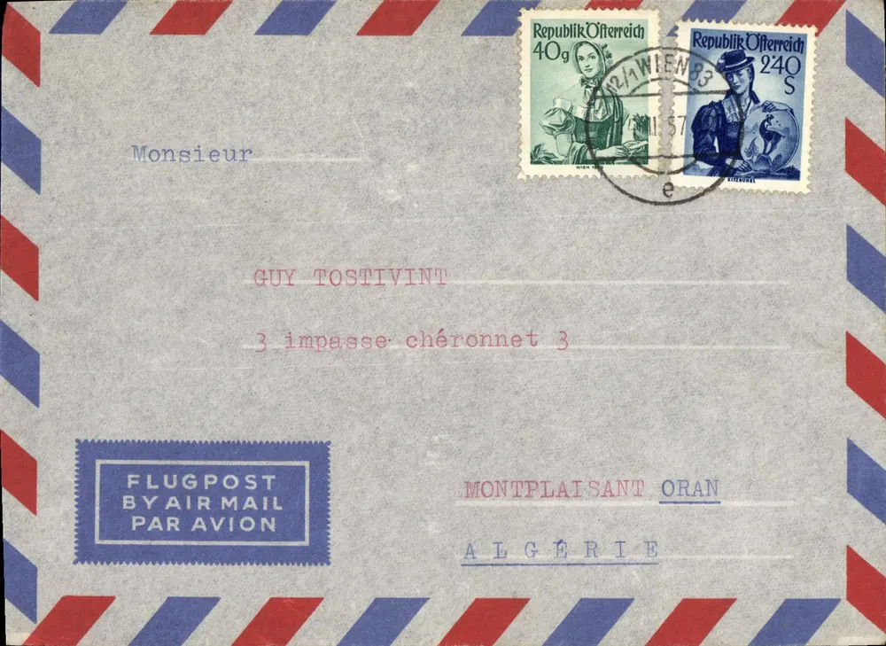 Aéropostale Wien — Algerien — 1957 — Verlag Flugpost - Vorderseite