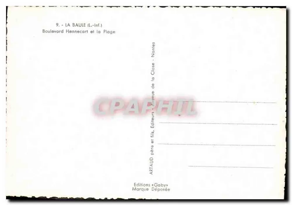 La Baule (L.-Inf.) — Boulevard Hennecart und die Strände — Éditions Gaby - Rückseite