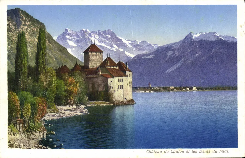 Castillo de Chillon y los Dientes del Mediodía — Edición Paul Lobet, Ginebra, n°13 - Anverso