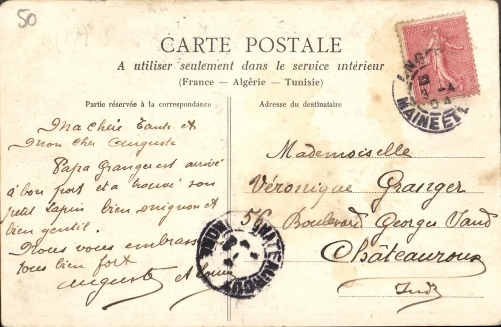 Angers — Fêtes de l'inauguration des nouvelles Casernes — Hôtel de Ville, éditeur Honoré Dugas, Nantes - Verso