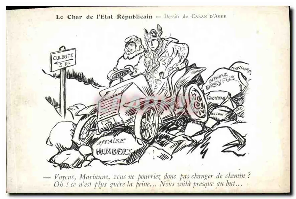 Der Staatsrepublikswagen — Zeichnung von Caran d'Ache — Verlag Le Panache, 42, Rue du Bac, Paris - Vorderseite