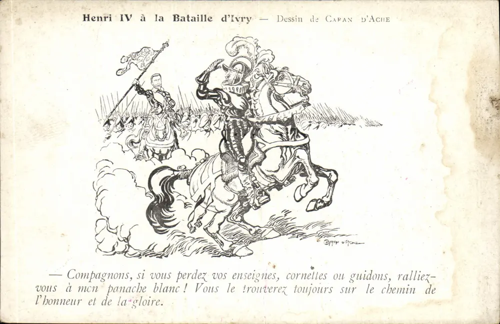 Henri IV bei der Schlacht von Ivry — Zeichnung von Capan d'Ache - Vorderseite