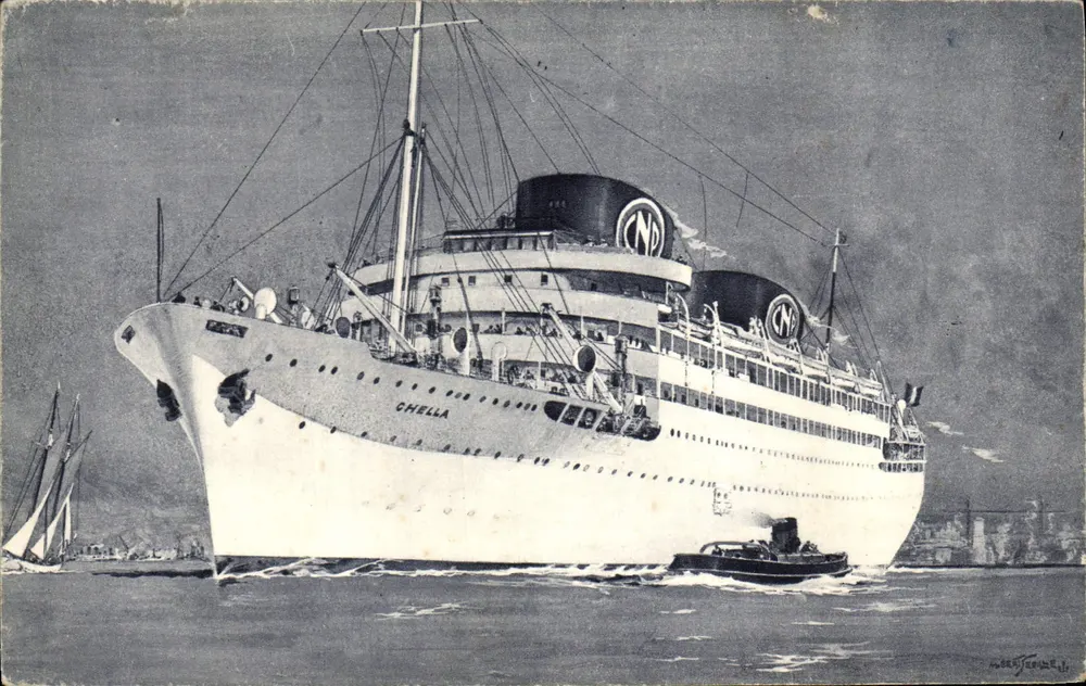 Das Dampfschiff CheLLa — Compagnie de Navigation Paquet — Internationale Ausstellung von Paris 1937 - Vorderseite