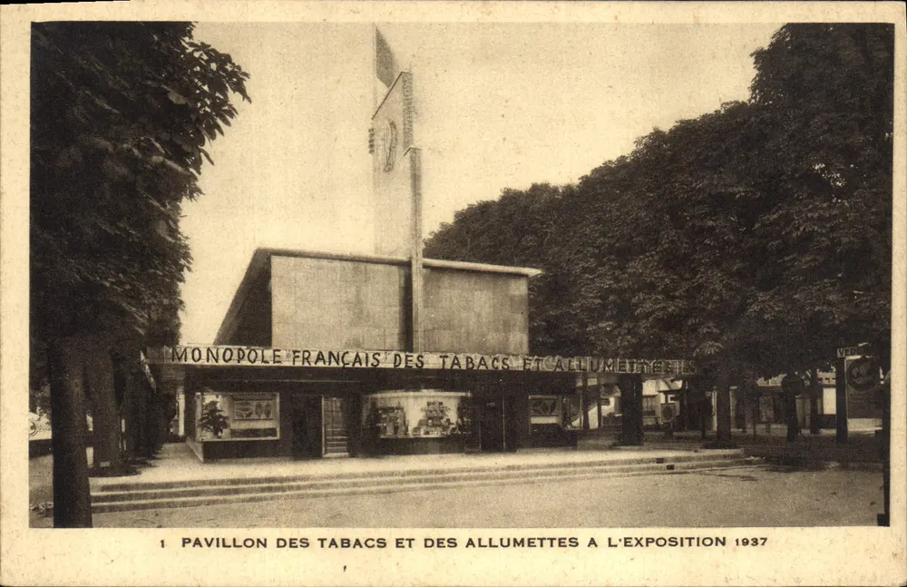 Pavillon für Tabak und Streichhölzer auf der Ausstellung 1937 — Französischer Monopol — Straßburg - Vorderseite