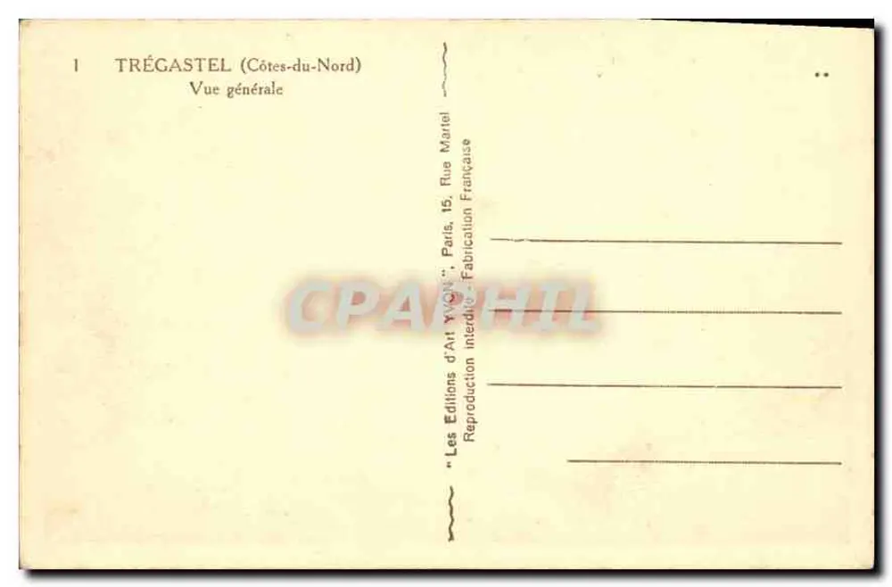 Trégastel (Côtes-du-Nord) — Vista geral — Éditions d'Art Yvon, Paris - Verso