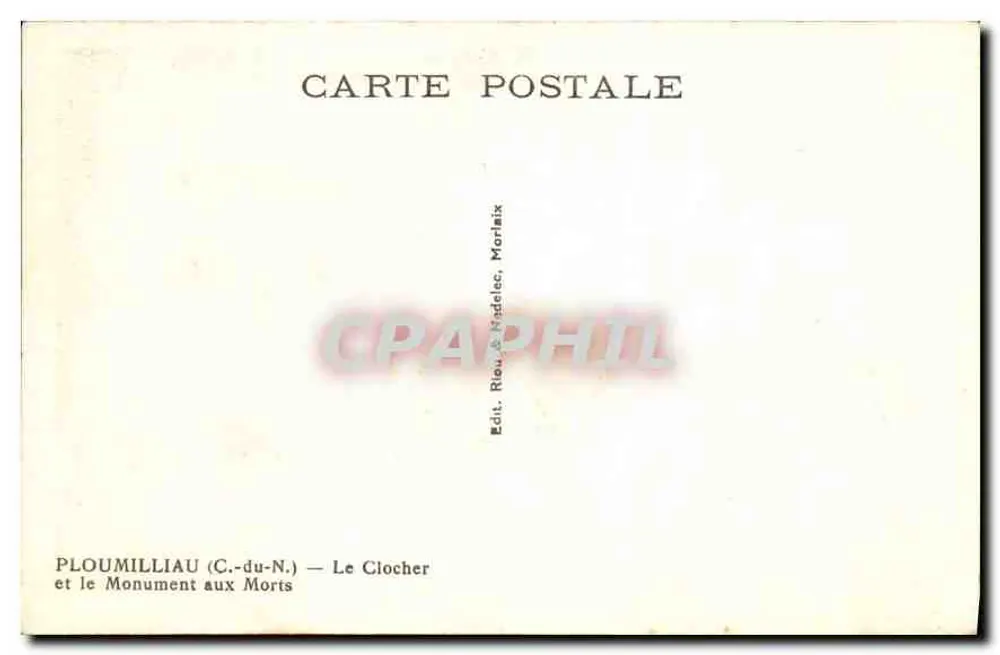 Ploumilliau (C.-du-N.) — Der Turm und das Kriegerdenkmal — Verlag Rieu & Madelec, Morlaix - Rückseite