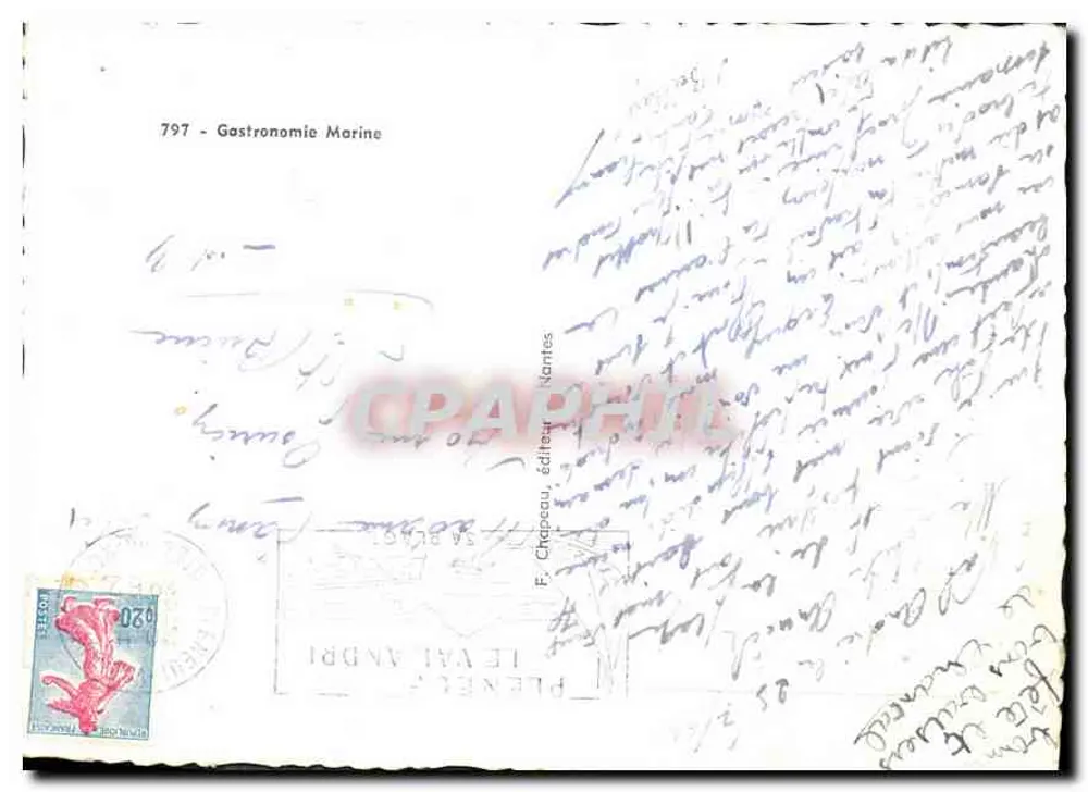 एक दर्जन ओyster और एक अच्छा बोतल — Muscadet — श्रृंखला 797 समुद्री गैस्ट्रोनॉमी — प्रकाशक F. Grépeau, Nantes - पीछे
