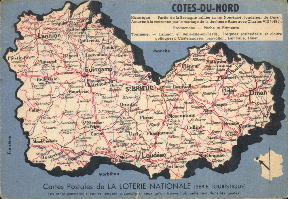 Côtes-du-Nord — Carte Touristique da Loteria Nacional — Série Touristique - Frente