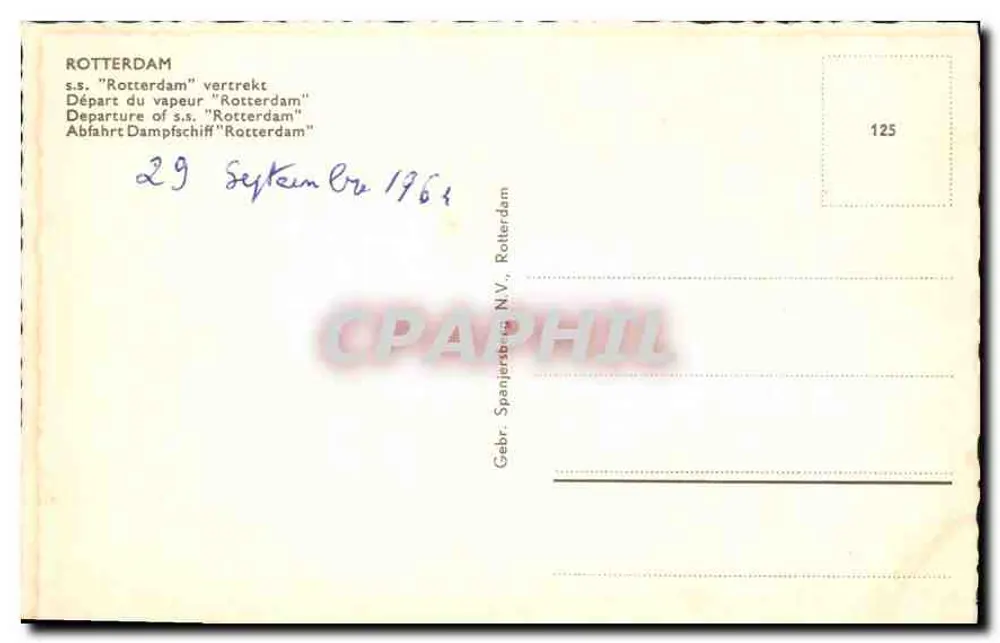 Rotterdam — Abfahrt des Schiffs Rotterdam — Gebr. Spanjerburg N.V. - Rückseite