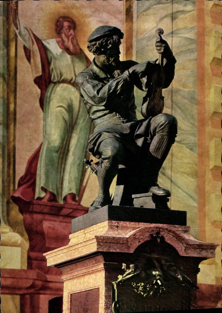 Mittenwald - Klotz-Denkmal — Mathias Klotz, Gründer des Mittenwalder Geigenbaus — Alpiner Verlag Hans Huber, Garnisich-Portenkirchen - Vorderseite